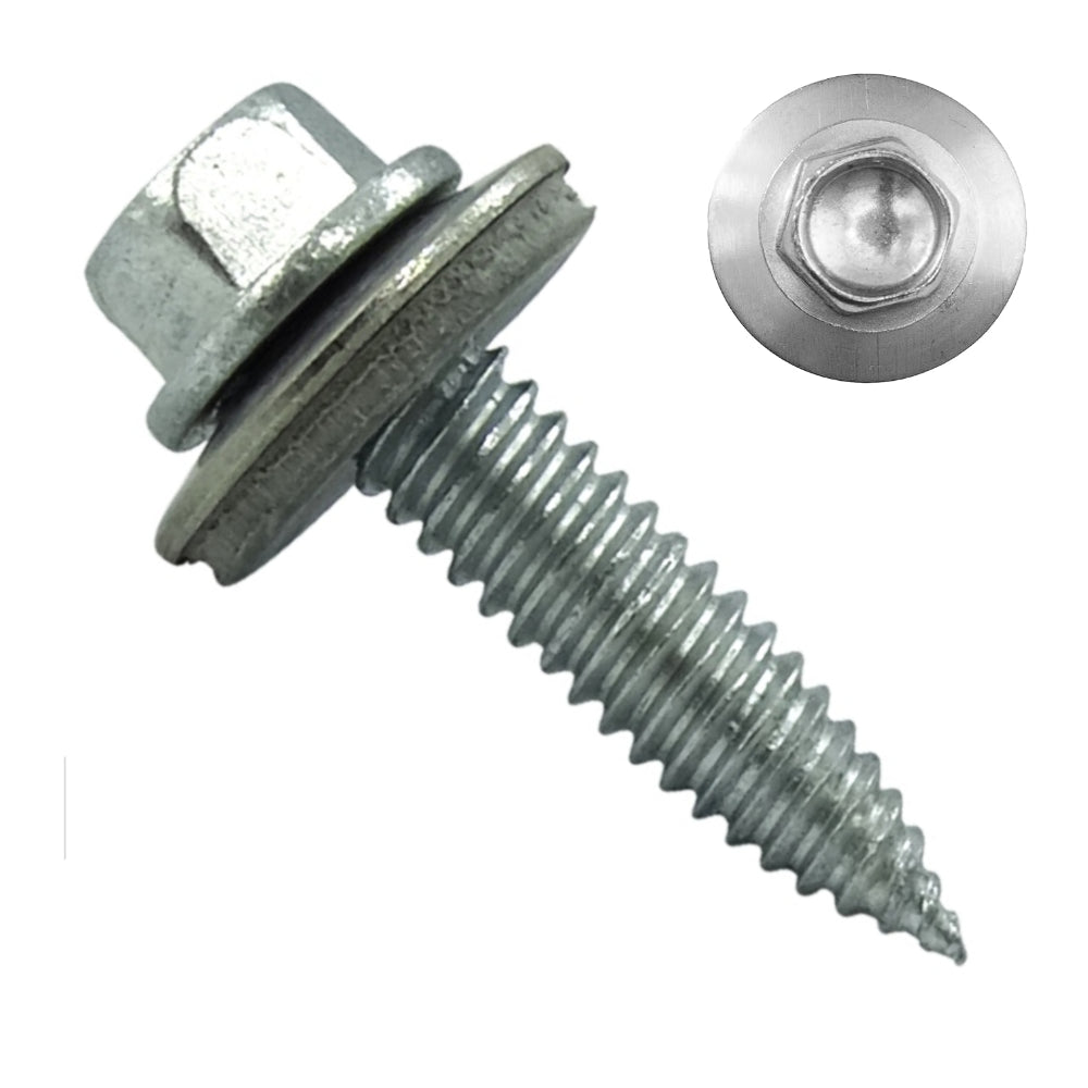 100x Șurub cu cap autofiletant și garnitură pt. tablă subțire, Inox A2, Bimetal, SW8, ETA