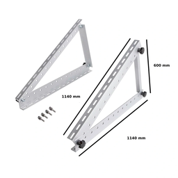 Set 2 Triunghiuri reglabile 1140x545 mm 0°-90° pentru panou fotovoltaic, cu unghi reglabil, aluminiu