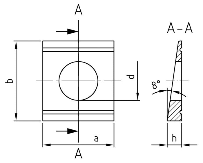 DIN 434 - Saiba patrata pentru profil U - 17,5 mm - 25 buc.