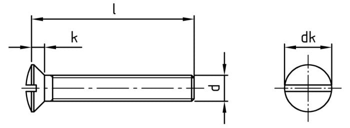 DIN 964 - Surub cap inecat ridicat crestat filet complet - M8 x 80 mm - 100 buc.