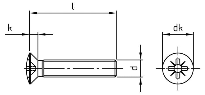 DIN 966 - Surub cap inecat ridicat cruce - M6 x 16 mm - 500 buc.