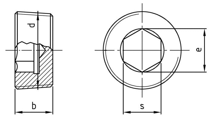 DIN 906 conform DIN 158 - Dop pentru tevi cu hexagon interior si filet conic - M24 x 1,5 mm - 25 buc.