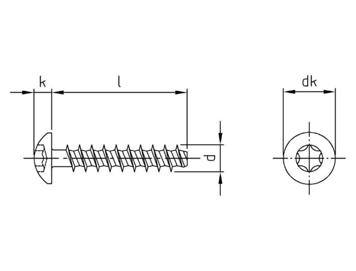 Surub pentru plastic cu cap plat - 6,0 x 14 TX 25 - 500 buc.