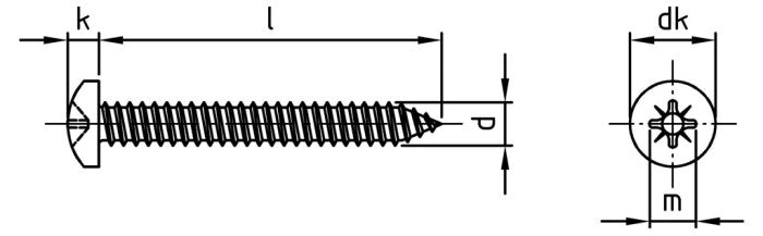 DIN 7981 - Surub autofiletant cap bombat cruce - 5,5 x 19 mm - 1000 buc.