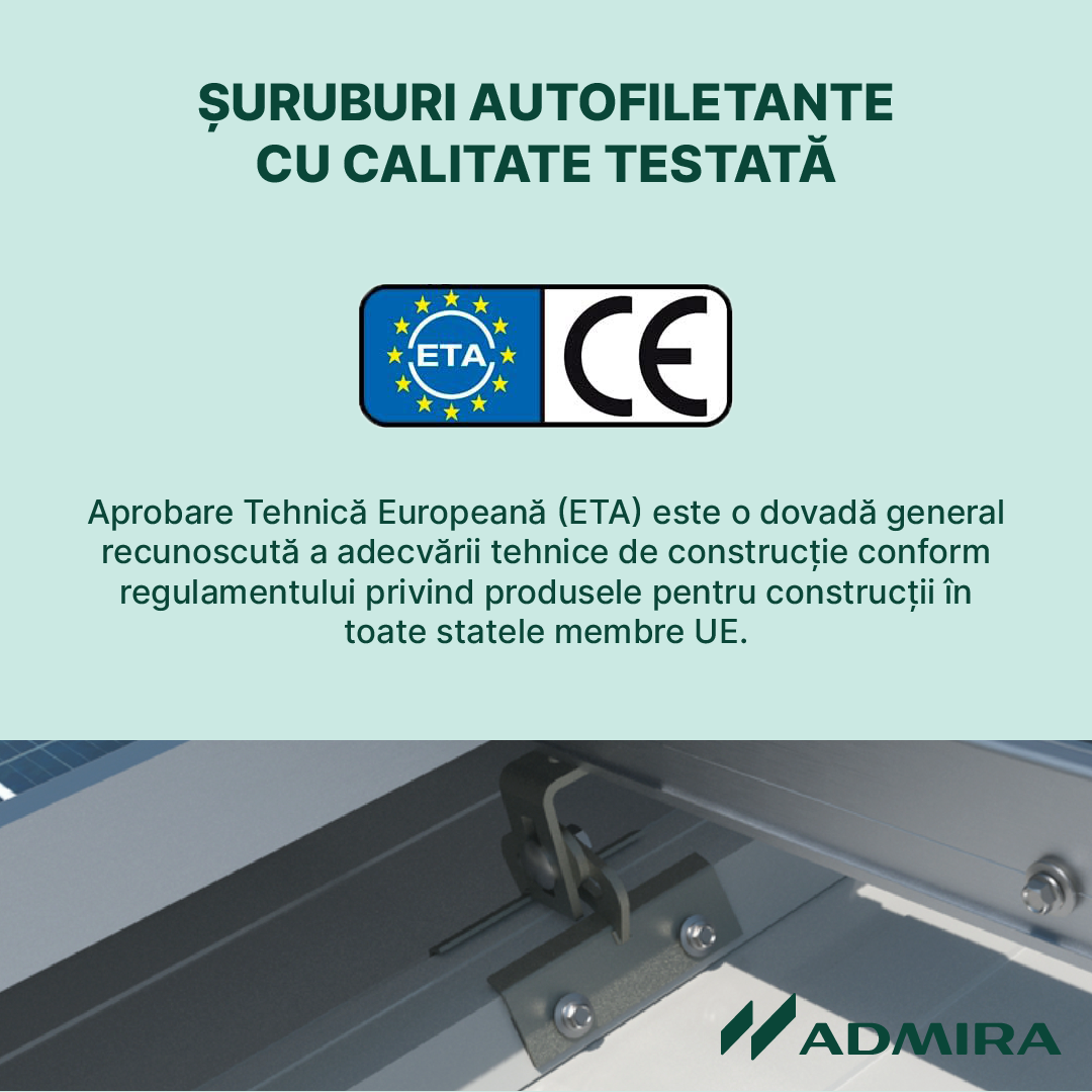 100x Șurub cu cap autofiletant și garnitură pt. tablă subțire, Bimetal, SW8, ETA