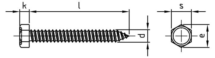 DIN 7976 - Surub autofiletant cap hexagonal - C 2,9 x 19 mm - 1000 buc.