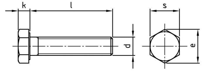 DIN 933 - Surub cap hexagonal filet complet - M2,5 x 18 mm - 1000 buc.