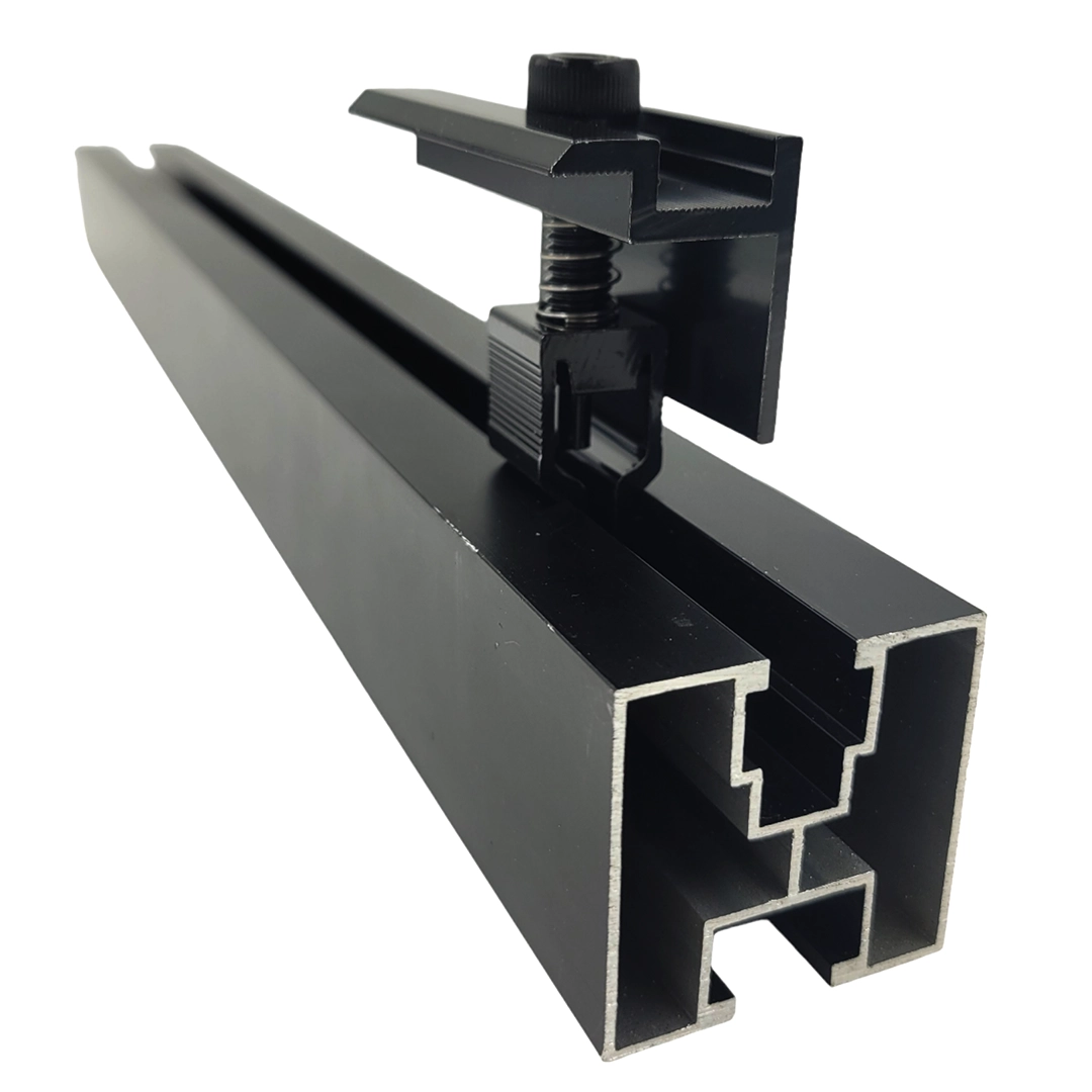 Clema de capat din aluminiu anodizat rapida cu click pentru profil H 40x40mm, fixare panouri solare fotovoltaice 30-40mm