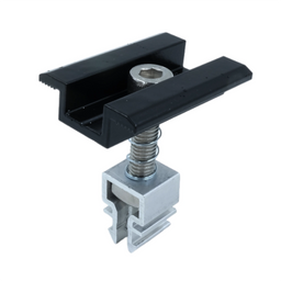 Clema de mijloc din aluminiu anodizat rapida cu click pentru profil H 40x40mm, fixare panouri solare fotovoltaice 30-35mm