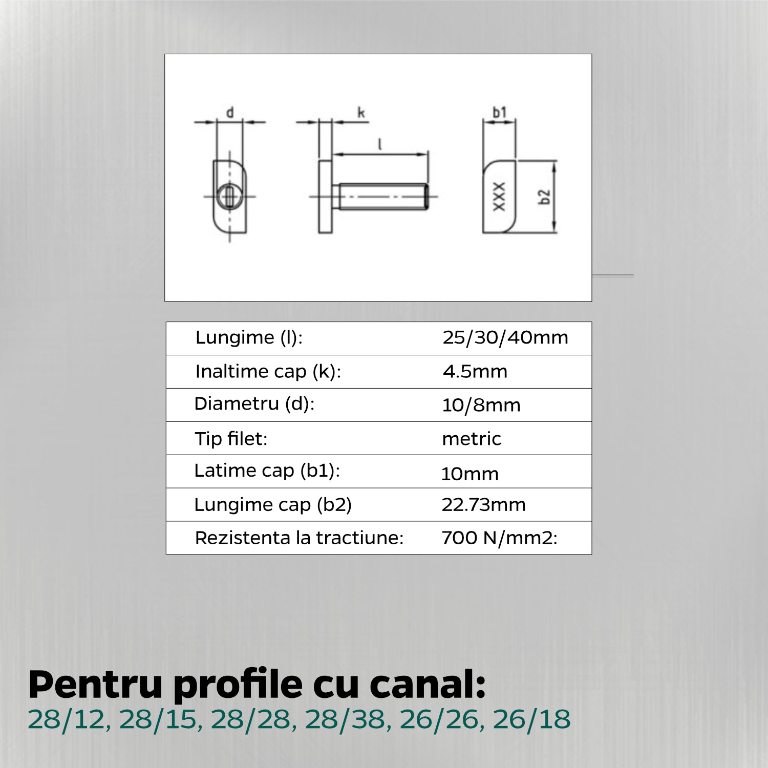 100x Șurub cap T Lung Tip 28x15