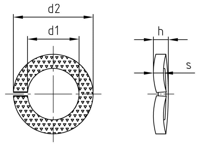 Saiba de blocare zimtata ondulata cu crestatura - M24 - 50 buc.
