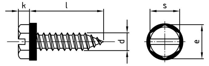 DIN 7976 - Surub autofiletant cap hexagonal cu slot saiba poliamida - C 4,2 x 16 SZ, polyamide-washer 10 mm - 500 buc.