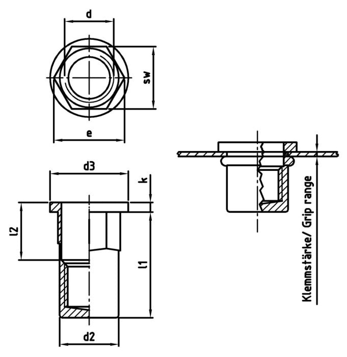 Nit cap plat inchis - M 6 x 22 mm - 250 buc. - Admira Distribution