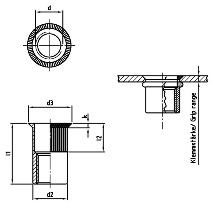 Nit zimtat cu filet interior si cap gol mare deschis - M 4 x 11,5 mm - 250 buc. - Admira Distribution
