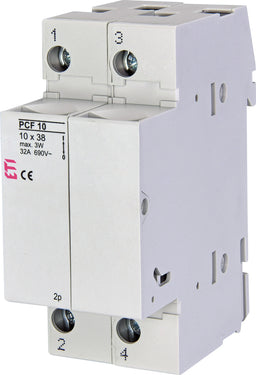 Separator portfuzibil ETI PCF 10 2p pentru siguranțe cilindrice 10x38, 32A 690V AC, montaj șină DIN