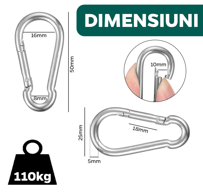 Carabină oțel inoxidabil A4 5,0x50mm 110kg