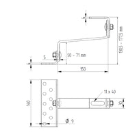 Cârlig fixare din oțel inoxidabil, dublu reglabil, pentru acoperiș țiglă ceramică sau beton, L=150 mm