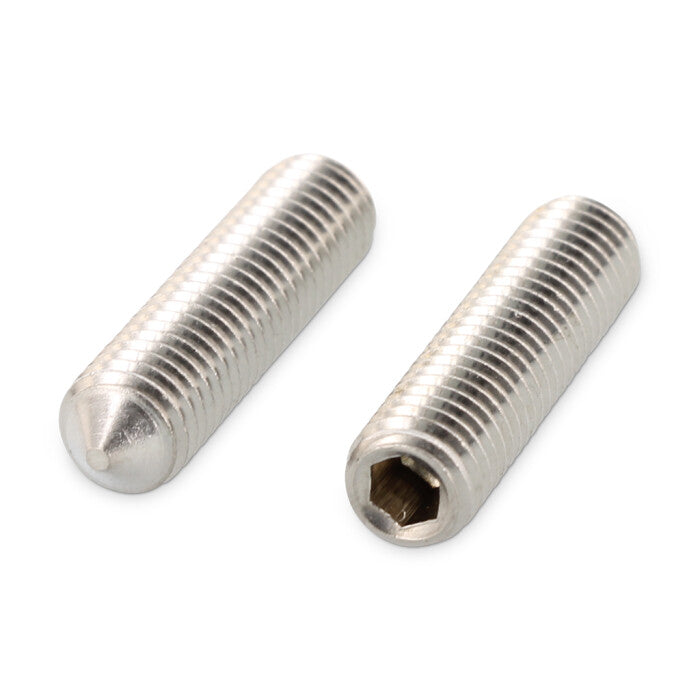Stift filetat cu locas hexagonal DIN 914 ISO 4027, varf conic ascutit
