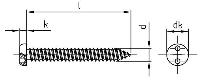Surub siguranta antifurt cu 2 gauri cap plat - C 5,5 x 32 SP12 - 100 buc.