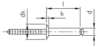 ISO 15984 - Nituri pop cu cap inecat si tija canelata - 5 x 16 mm - 500 buc.