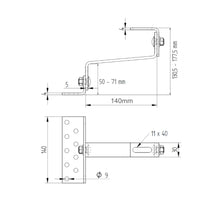 Cârlig fixare din oțel inoxidabil, dublu reglabil, pentru acoperiș țiglă ceramică sau beton, L=140 mm