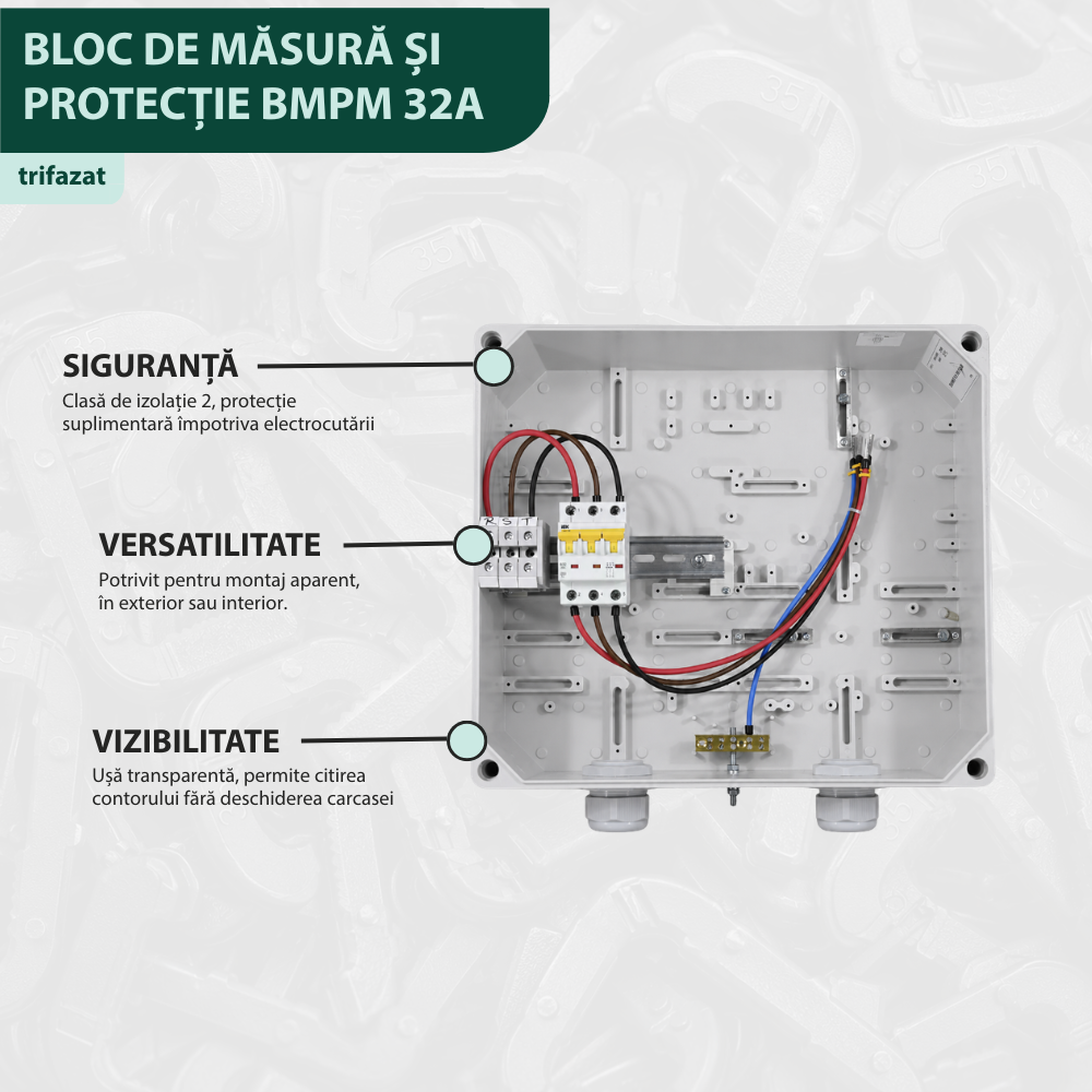 Bloc de măsură și protecție trifazat BMPT 16A 3P IP54 pentru branșament electric trifazat
