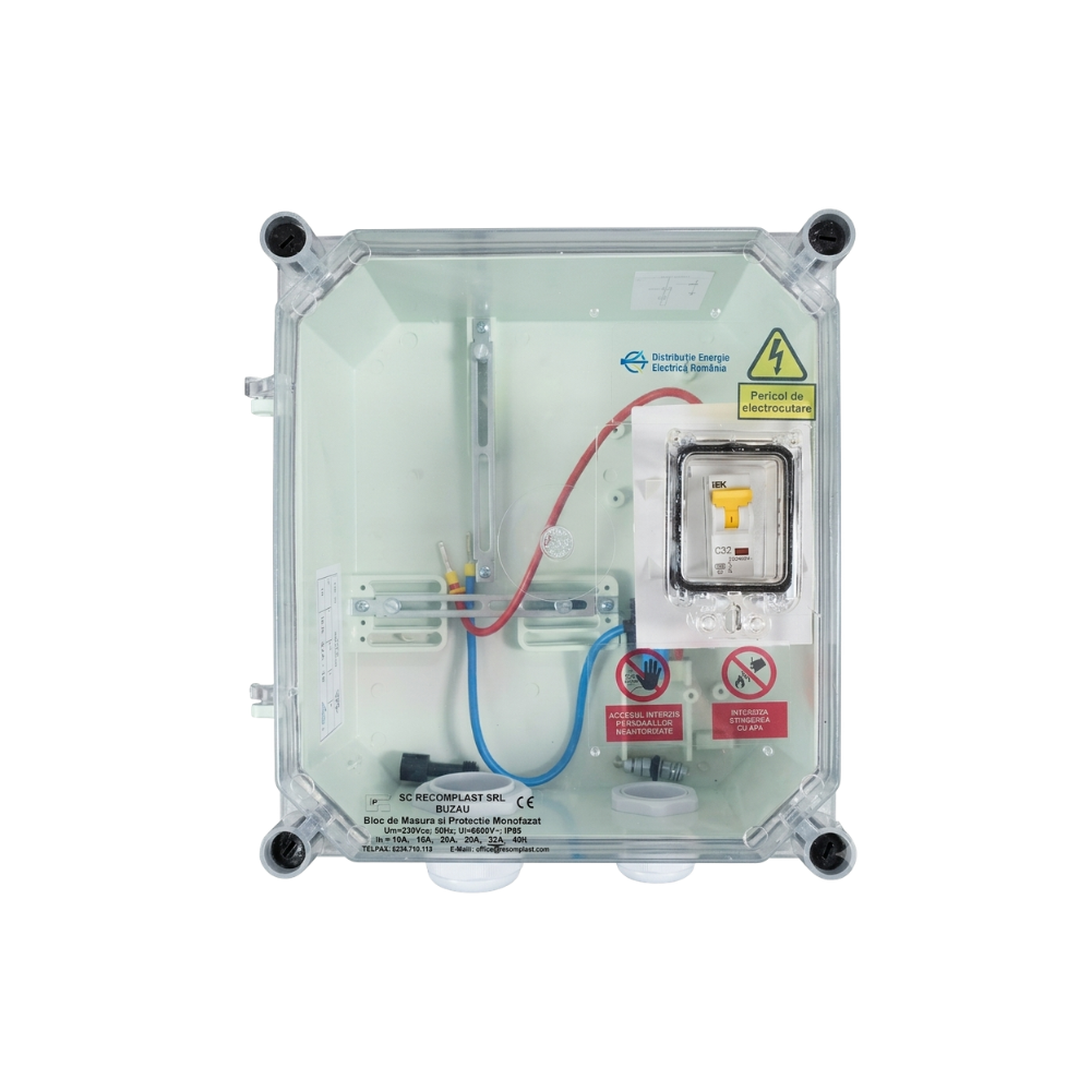 Bloc de măsură și protecție monofazat BMPM 32A IP65 pentru branșament electric rezidențial