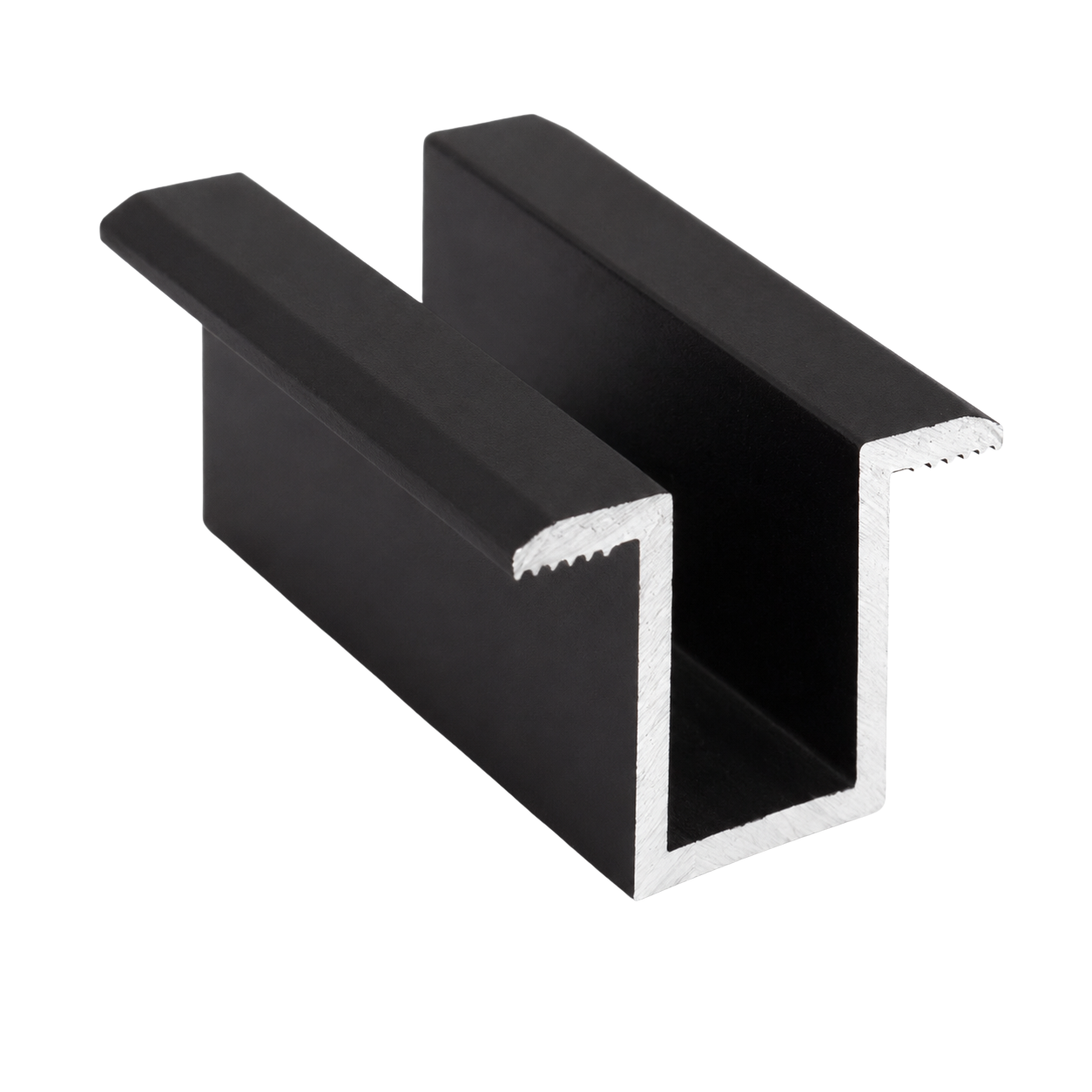 Clema de mijloc intermediara 20 mm aluminiu negru anodizat, fixare panouri solare fotovoltaice M8