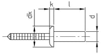 ISO 16585 - Nituri pop cu cap concav etans si tija canelata - 4,8 x 12 mm - 500 buc.