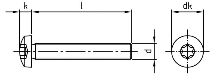 ISO 14583 - Surub cap bombat stea - M6 x 20 TX 30 - 500 buc.