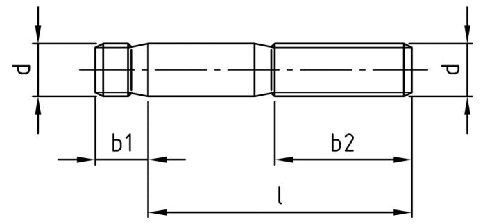 Prezon cu filet dublu - 1d DIN 938 diametru mare otel inoxidabil A2