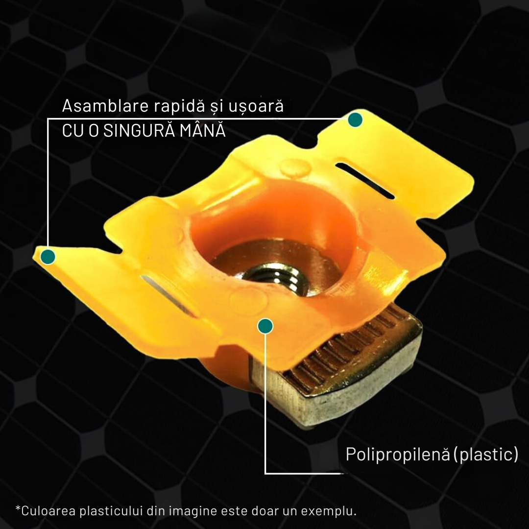 Piuliță de inserție M8, inox A2, cu ajutor plastic pt. profile 41/41 și 41/21