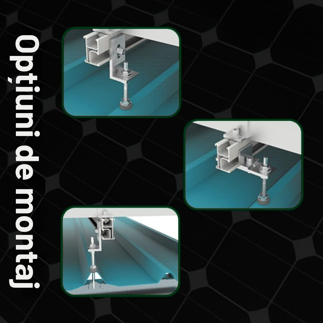Set complet Șurub tip ancora hanger bolt cu filet dublu M10 pentru prindere panou solar fotovoltaic