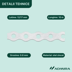 Banda Perforata tip R 12 17 x 0.8 mm, otel zincat, 10m