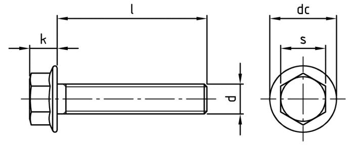 DIN 6921 - Surub cap hexagonal cu flansa guler - M5 x 50/50 mm - 200 buc.