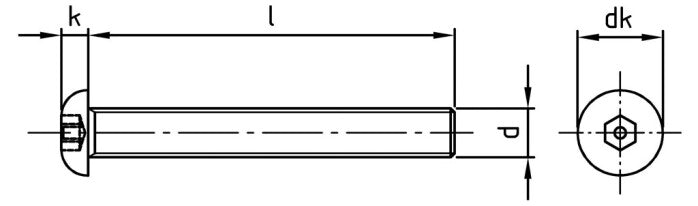 Surub siguranta cap bombat imbus hexagonal + pin - M8 x 12 HEX - PIN 5 mm - 100 buc.