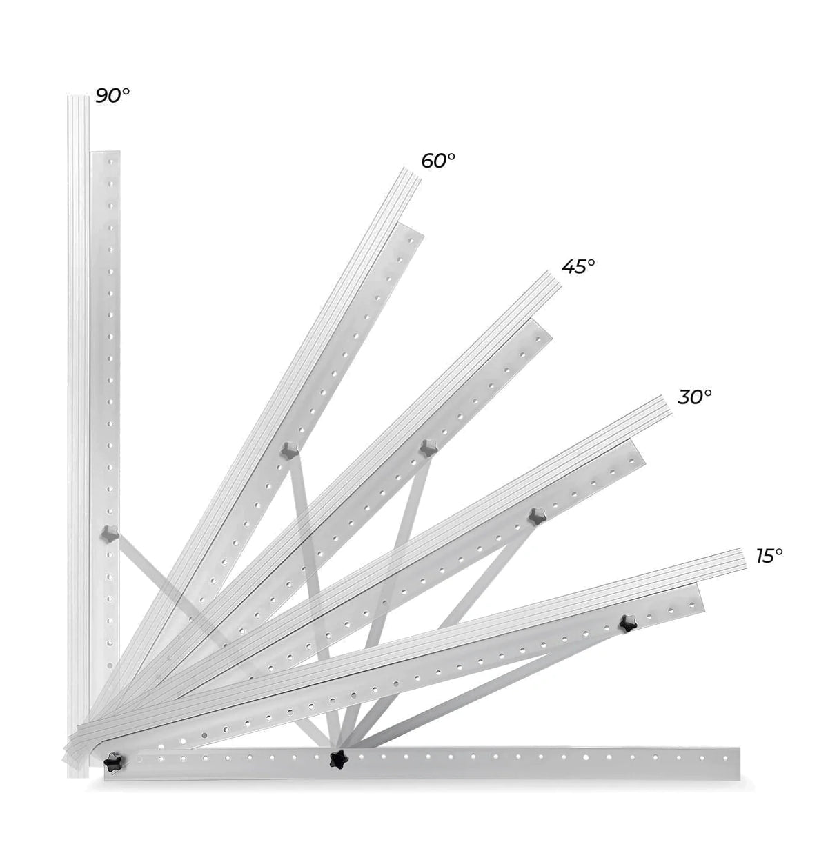 Set 2 Triunghiuri reglabile 1140x545 mm 0°-90° pentru panou fotovoltaic, cu unghi reglabil, aluminiu