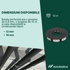 Banda Perforata tip D 12 19 x 0.8 mm, otel zincat, 10m