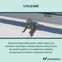 Suport reglabil de fixare panouri solare, fotovoltaice pt. acoperis tabla cutata, sandwich, trapezoidal