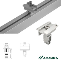 Clemă de mijloc universala 30-40mm rapida cu pin împământare pt. profil H 40x40mm, fixare panouri solare fotovoltaice