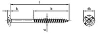 Surub lemn dulgherie cap plat saiba filet partial - 6,0 x 130/70 TX 25 - 100 buc.