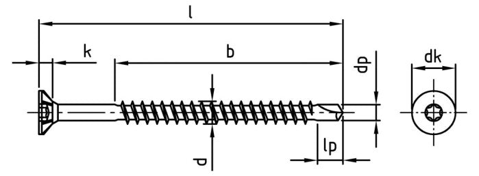 Surub lemn dulgherie autoforant filet partial - 4,5 x 80/54 TX 20 - 200 buc.