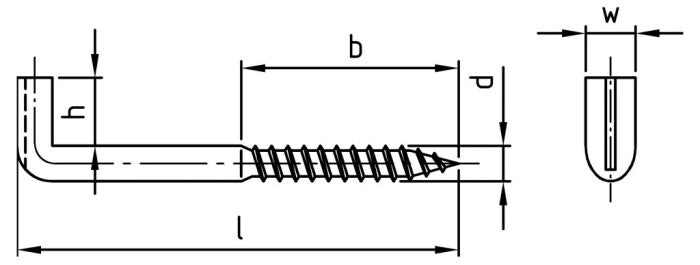 Surub lemn tip L pentru agatare cu cap crestat - 5,2 x 50 mm - 100 buc.