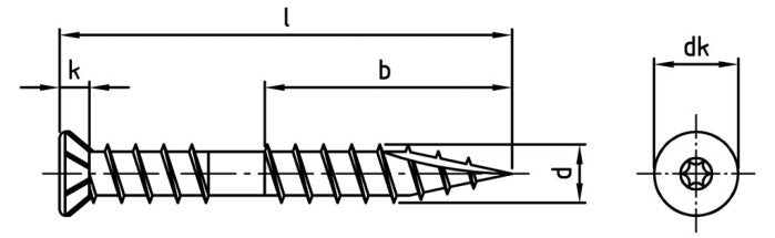 Surub lemn dulgherie terasa deck cap inecat cu nervuri TBS-Drill - 5,3 x 100 TX 20 - 100 buc.
