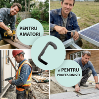 Clemă speed clip pentru fixare plasă anti pasări la panouri solare fotovoltaice, fără șuruburi, pentru panouri cu rama cu 2 laturi