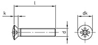 DIN 966 - Surub cap inecat ridicat cruce - M8 x 70 mm - 100 buc.
