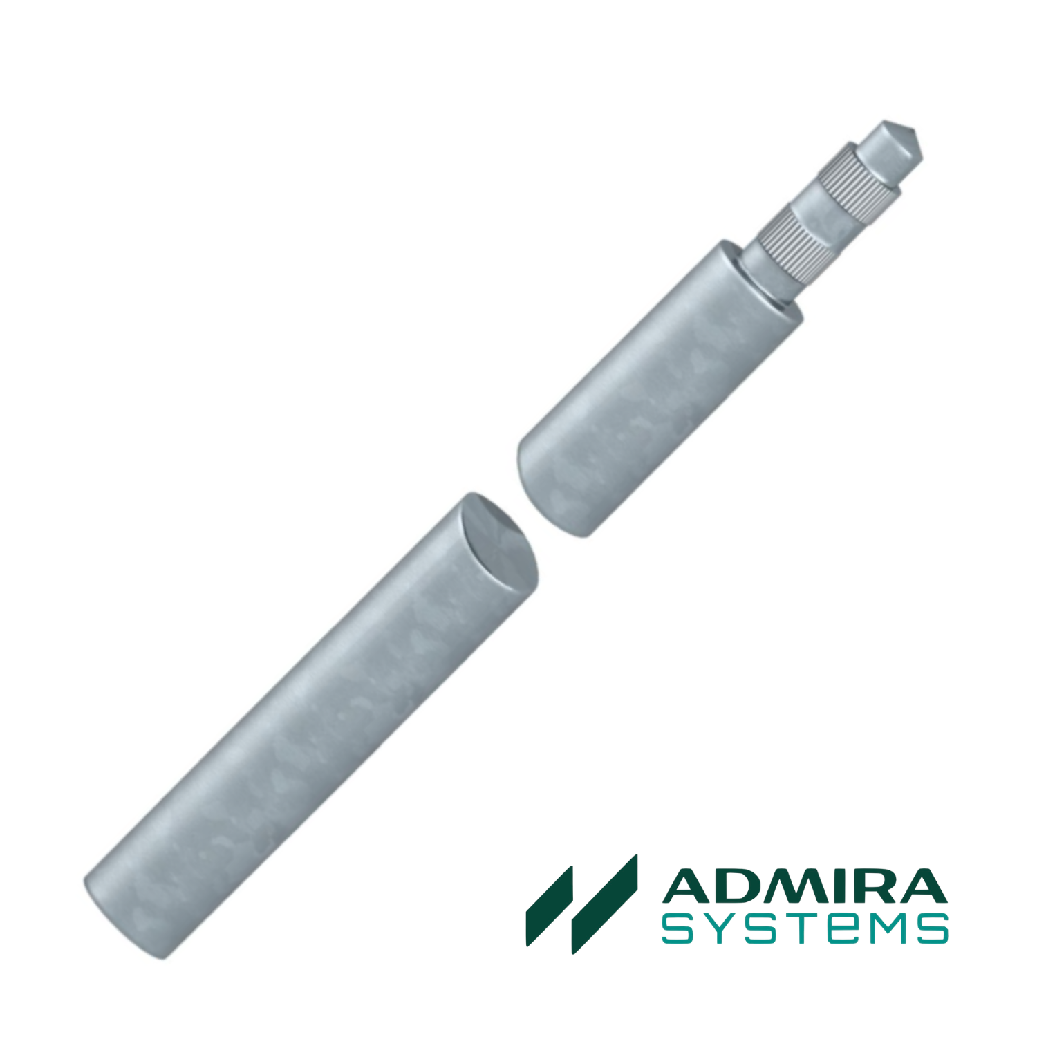 Electrod împământare Admira Systems 20 mm, 1500 mm, oțel zincat termic HDG, priză de pământ instalații fotovoltaice și paratrăsnet