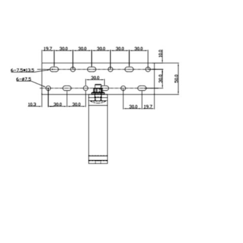 Cârlig 655CML115R – desen tehnic superior și configurația perforațiilor