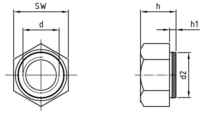 Piulita hexagonala de tip insert-press