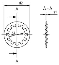 DIN 6797 - Saiba elastica cu dinti interiori tip J - 10,5 mm - 1000 buc.